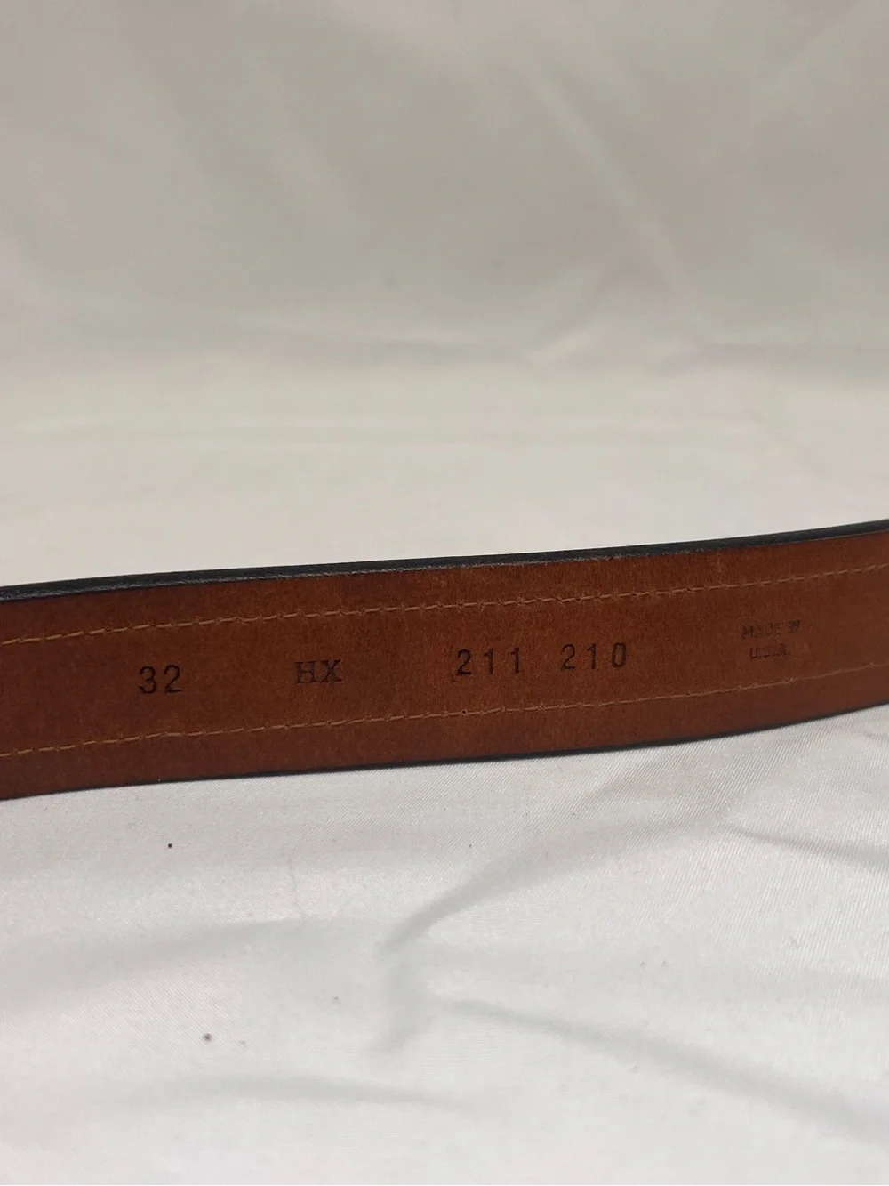 Tommy Hilfiger Brown Leather Belt with Green Embroidered Accent